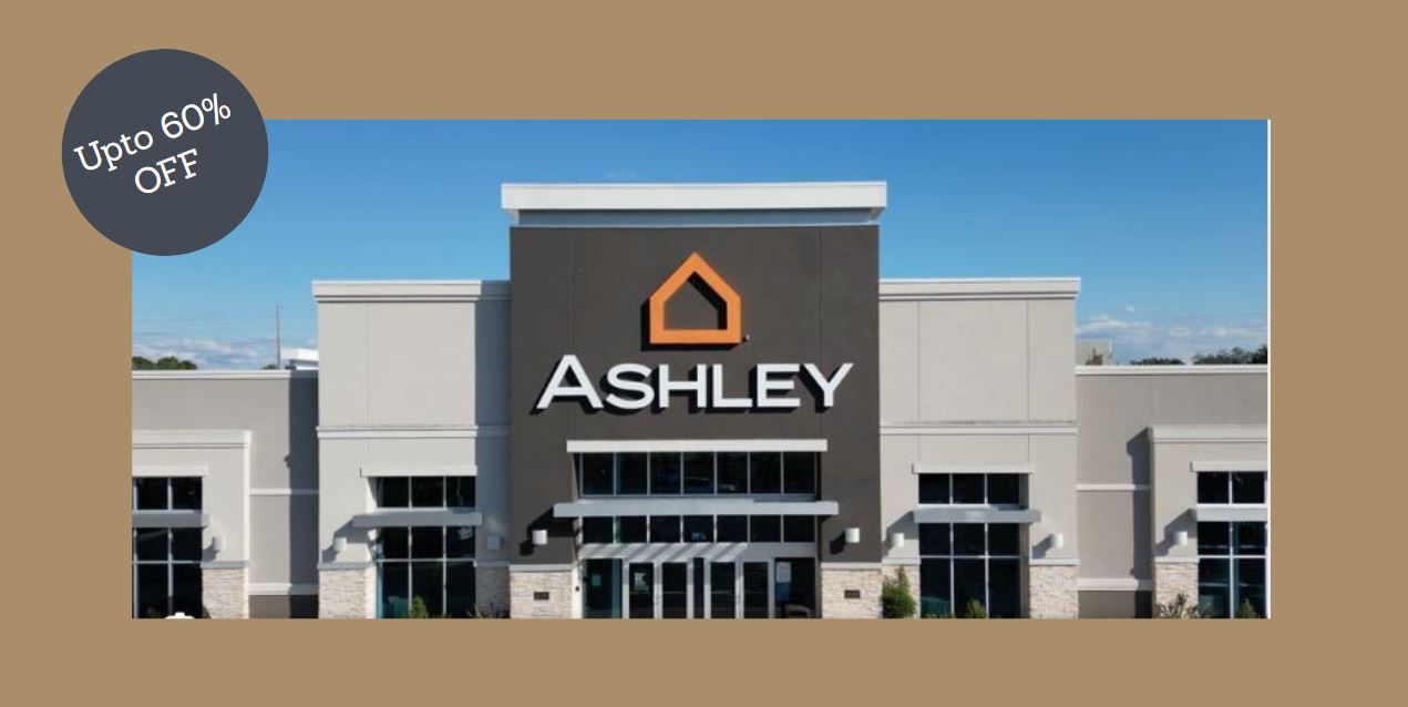 ashley furniture outlet store with 55% off discount written